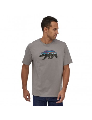 Patagonia Mens Fitz Roy Bear Organic T-Shirt Feather Grey Onbody Front
