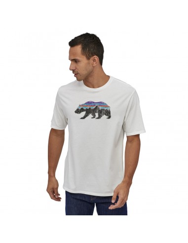 Patagonia Mens Fitz Roy Bear Organic T-Shirt White Onbody Front