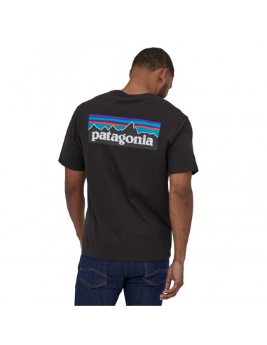 Patagonia Mens P-6 Logo Organic T-Shirt Black Onbody Back