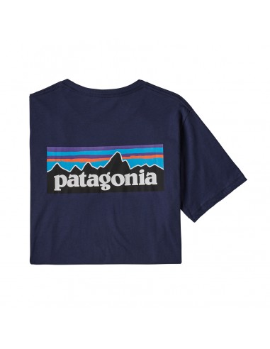 Patagonia Pánske Organické Tričko P-6 Logo Klasická Námornícka Offbody Zozadu
