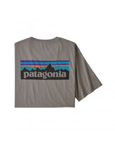 Patagonia Mens P-6 Logo Organic T-Shirt Feather Grey Offbody Back