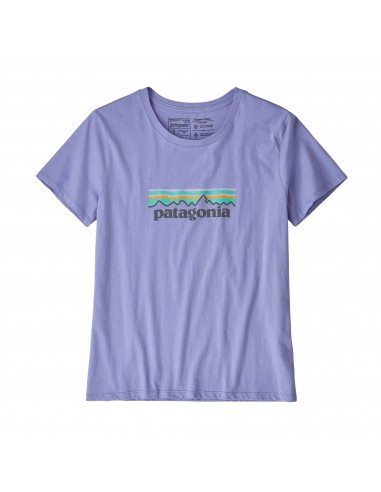 Patagonia Womens Pastel P-6 Logo Organic Crew T-Shirt Light Violet Blue Offbody Front