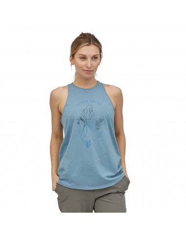 Patagonia Womens Be There Now Organic High Neck Tank Berlin Blue Onbody Front
