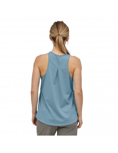 Patagonia Womens Be There Now Organic High Neck Tank Berlin Blue Onbody Back