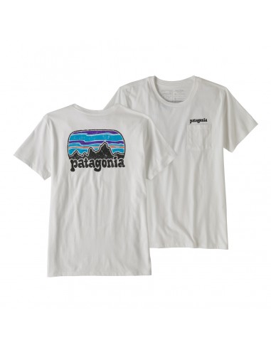 Patagonia Womens Fitz Roy Far Out Organic Crew Pocket T-shirt White Offbody