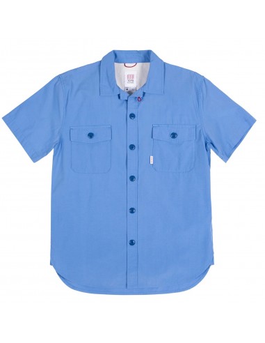Topo Designs Mens Field Shirt Short Sleeve Mid Blue Offbody Front