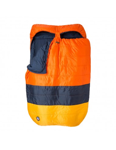 Big Agnes Dream Island 15 Sleeping Bag Double Wide Orange Navy Yellow Front Opened