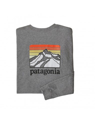 Patagonia Mens Long Sleeved Line Logo Ridge Responsibili-Tee Gravel Heather Offbody Back