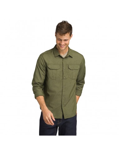 prAna Mens Shirt Citadel Long Sleeve Cargo Green Onbody Front