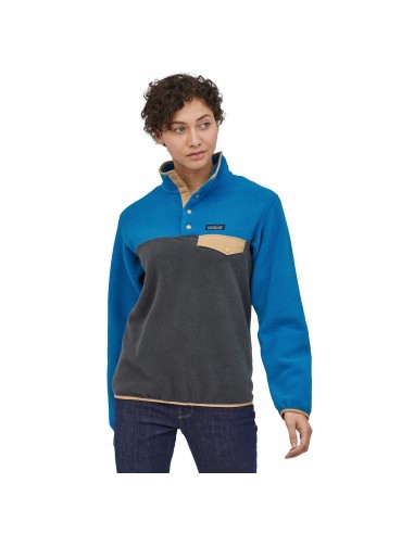 Patagonia Womens Lightweight Synchilla Snap-T Fleece Pullover Smolder Blue With Alpine Blue Onbody Front