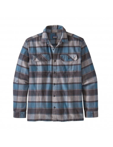 Patagonia Mens Long Sleeved Fjord Flannel Shirt Plots Pigeon Blue Offbody Front