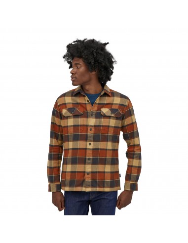 Patagonia Mens Long Sleeved Fjord Flannel Shirt Plots Burnished Red Onbody Front