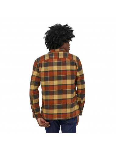 Patagonia Mens Long Sleeved Fjord Flannel Shirt Plots Burnished Red Onbody Back