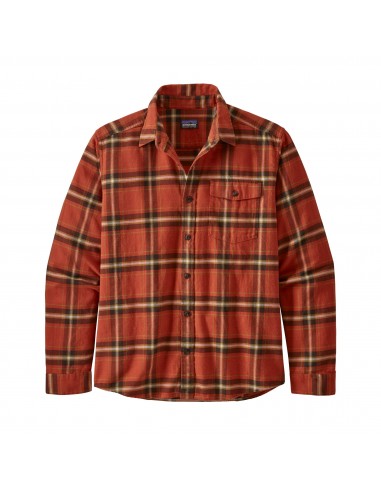 Patagonia Mens Long-Sleeved Lightweight Fjord Flannel Shirt Lawrence Hot Ember Offbody Front