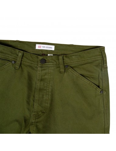 Topo Designs Pánské Keprové Kalhoty 5 Pocket Olivová Zelená Offbody Zepředu Detail