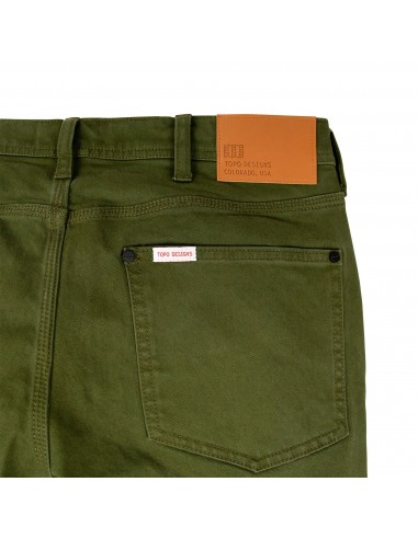 Topo Designs Pánské Keprové Kalhoty 5 Pocket Olivová Zelená Offbody Zezadu Detail