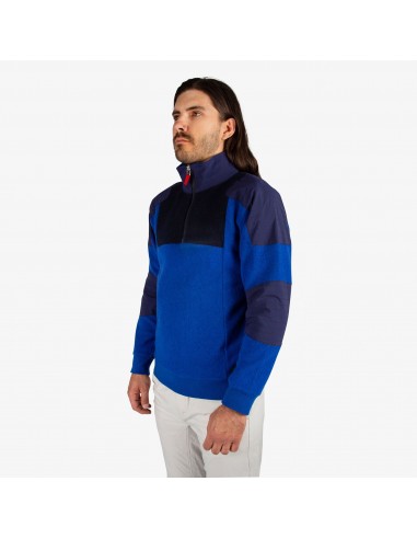 Topo Designs Pánsky Sveter Global 1/4 Sweater Modrá Onbody Zboku