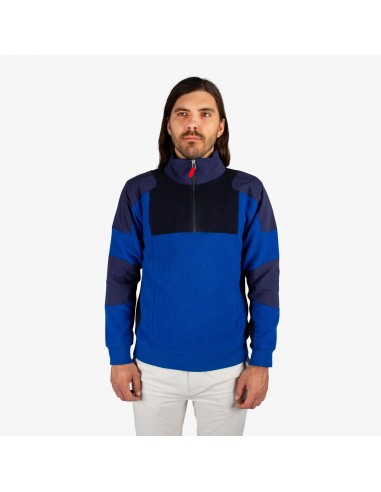 Topo Designs Pánský Svetr Global 1/4 Sweater Modrá Onbody Zepředu
