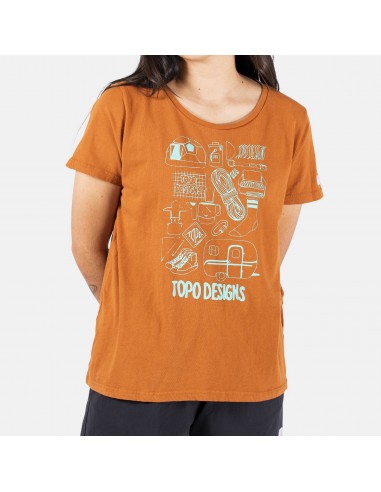 Topo Designs Womens Gear Tee Clay Onbody Front