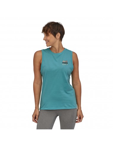 Patagonia Womens Save the Splitters Organic Muscle Tee Iggy Blue Offbody Front