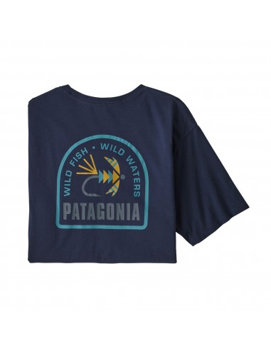 Patagonia Mens Soft Hackle Organic T-Shirt New Navy Offbody Back