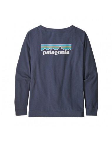 Patagonia Womens Long Sleeved Pastel P-6 Logo Responsibili-Tee Dolomite Blue Offbody Back