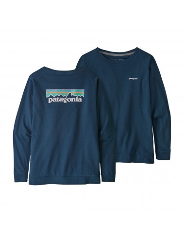 Patagonia Womens Long Sleeved Pastel P-6 Logo Responsibili-Tee Crater Blue Offbody Front and Back