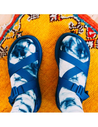 Topo Designs Town Socks Blue White Tie Dye Lifestyle 1
