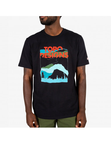 Topo Designs Mens Red Mountain Tee Black Onbody Front