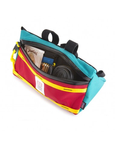 Topo Designs Bike Bag Turquoise Red Open
