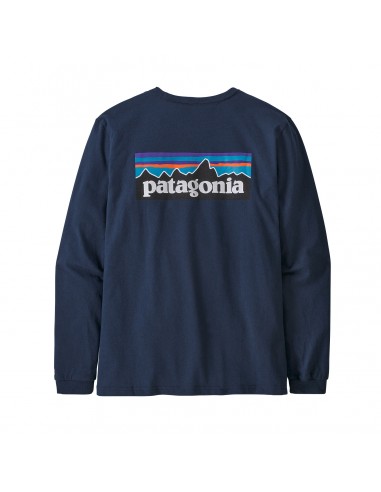 Patagonia Dámské Tričko s Dlouhým Rukávem P-6 Logo Responsibili-Tee Rose Nová Námořnická Offbody Zezadu