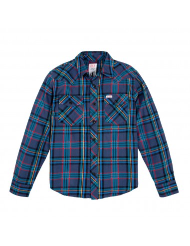 Topo Desings Mens Mountain Shirt Plaid Blue Multi Offbody Front