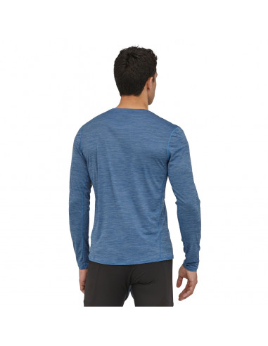 Patagonia Mens Long-Sleeved Capilene Cool Lightweight Shirt Superior Blue X-Dye Onbody Back