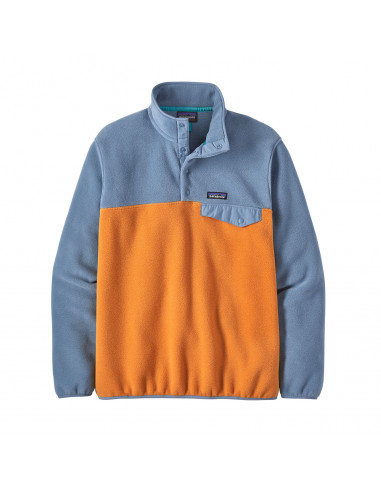 Patagonia Mens Lightweight Synchilla Snap-T Fleece Pullover Cloudberry Orange w/Plume Grey Offbody Front