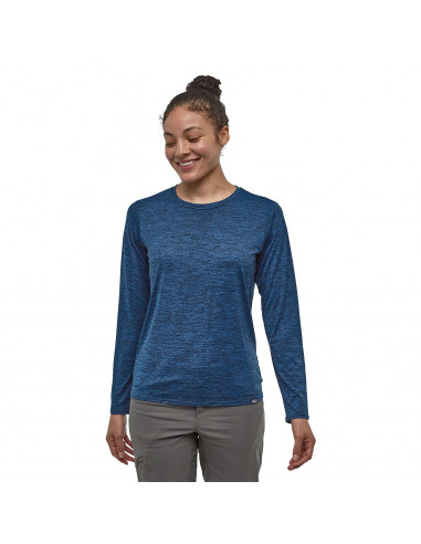 Patagonia Womens Long-Sleeved Capilene® Cool Daily Shirt Viking Blue - Navy Blue X-Dye Onbody Front