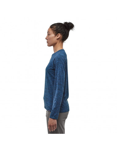 Patagonia Womens Long-Sleeved Capilene® Cool Daily Shirt Viking Blue - Navy Blue X-Dye Onbody Side