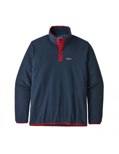 Patagonia Mens Micro D Snap-T Pullover New Navy Classic Red Offbody Front