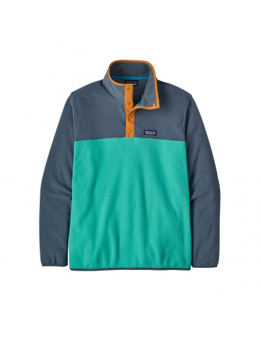 Patagonia Mens Micro D Snap-T Pullover Fresh Teal Offbody Front