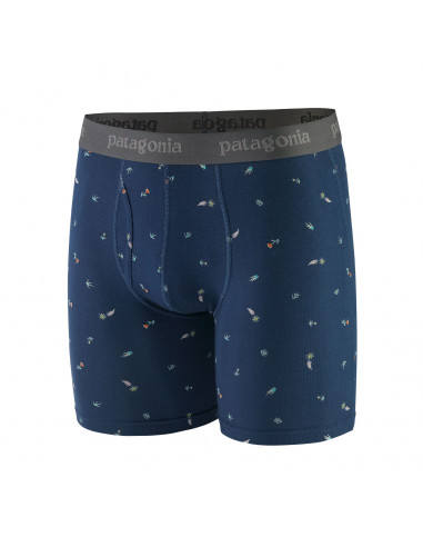 Patagonia Mens Essential Boxer Briefs 6 in. River Walk: Tidepool Blue Offbody Front