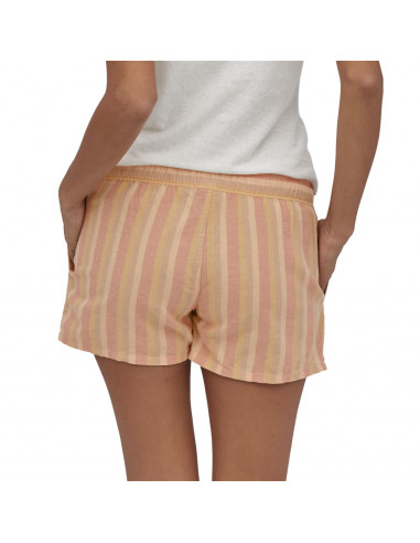 Patagonia Womens Island Hemp Baggies Shorts Cali Stripe Sunfade Pink Onbody Back