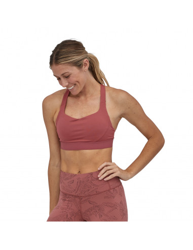 Patagonia Womens Switchback Sports Bra Rosehip Onbody Front