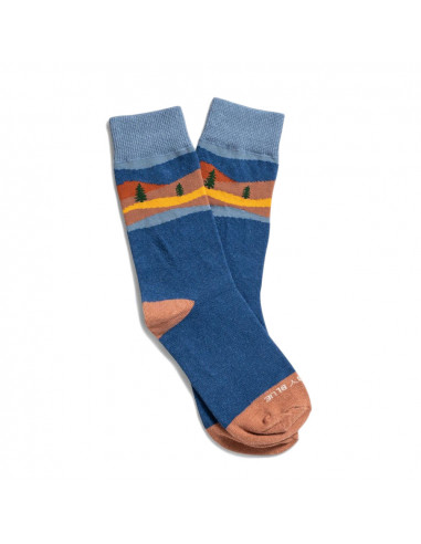 United By Blue Striped SoftHemp™ Sock 2 Pack Navy Night Mountain Blue 2