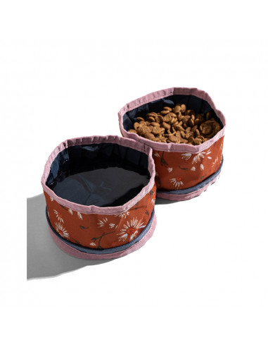 United by Blue Collapsible Double Dog Bowl Burnt Sienna Open