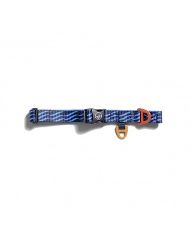 United by Blue Woven Dog Collar Blue Wave Swoop Front