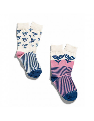 United By Blue Pruhované Ponožky SoftHemp™ Dvojbalenie Foxglove Wildflower Ružová Oboje