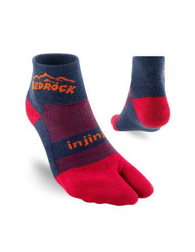 Bedrock Sandals Performance Split-Toe Socks Crimson Offbody Front & Back