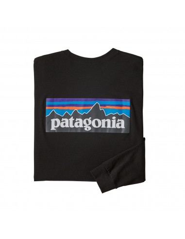 Patagonia Mens Long-Sleeved P-6 Logo Responsibili-Tee Black Offbody Back