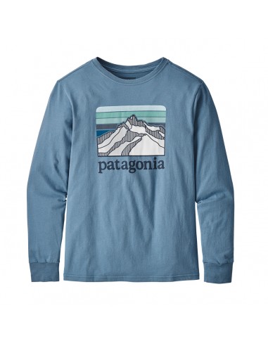 Patagonia Chlapčenské Organické Tričko S Dlhým Rukávom Graphic Line Logo Ridge Woolly Modrá Spredu