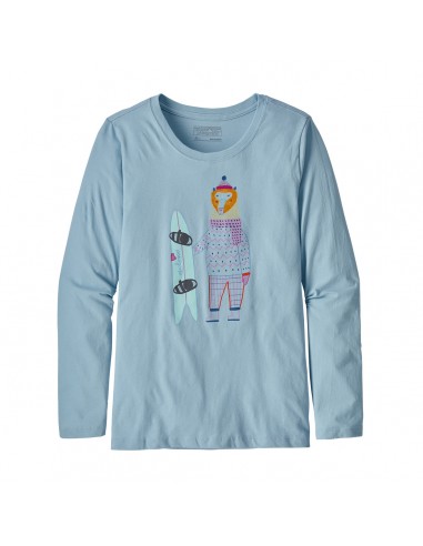 Patagonia Girls Long-Sleeved Graphic Organic T-Shirt Bear Shredder Big Sky Blue Front