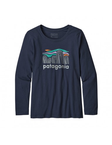 Patagonia Girls Long-Sleeved Graphic Organic T-Shirt Fitz Roy Boulder New Navy Front